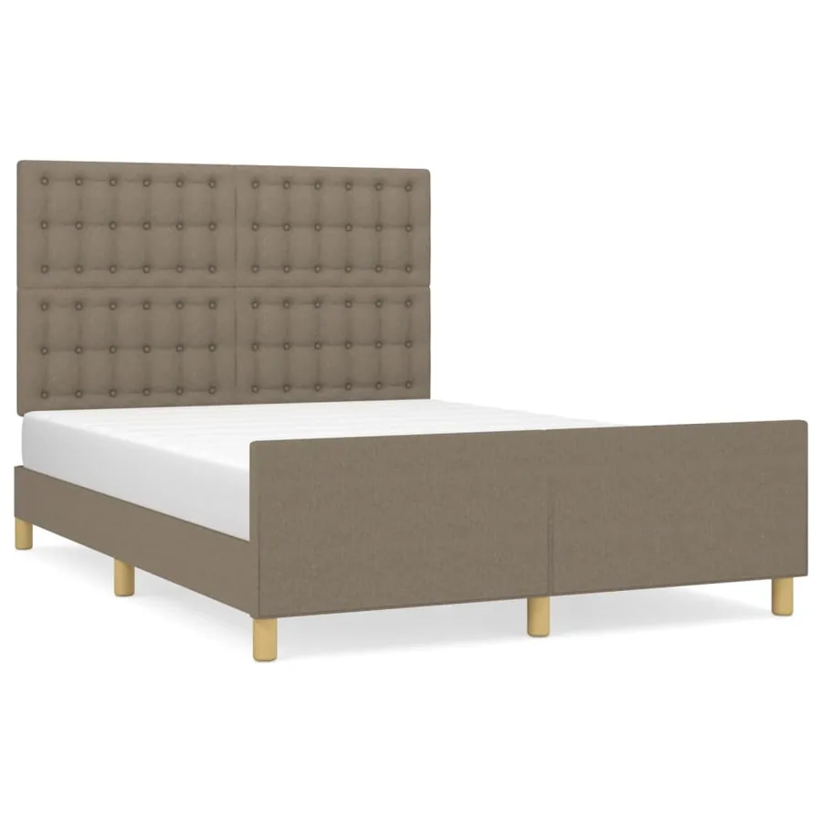 Cadre de lit sans matelas taupe 140x200 cm tissu - 2