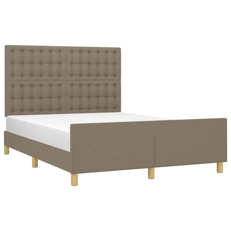 Cadre de lit sans matelas taupe 140x200 cm tissu - 3