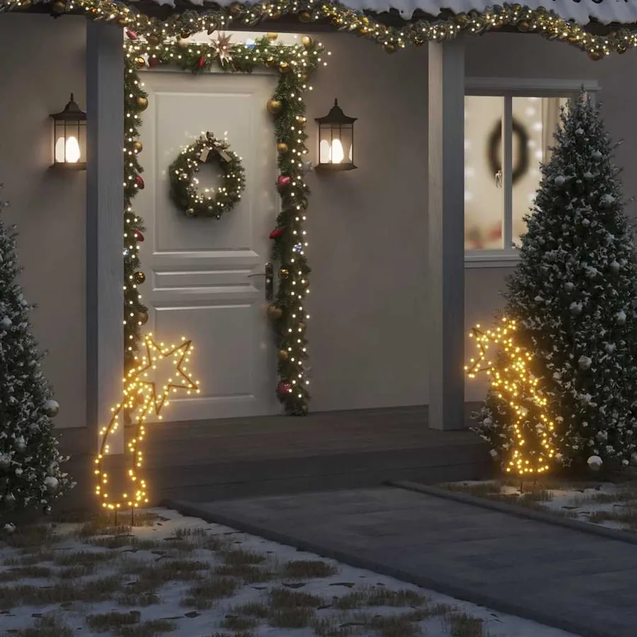 Décoration lumineuse météore de Noël avec piquets 115 LED 89 cm