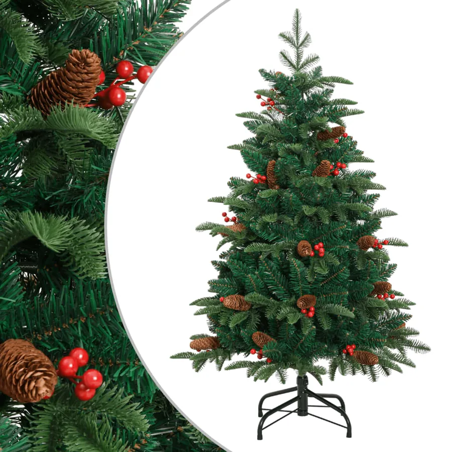 Sapin de Noël artificiel avec pommes de pin et baies 120 cm