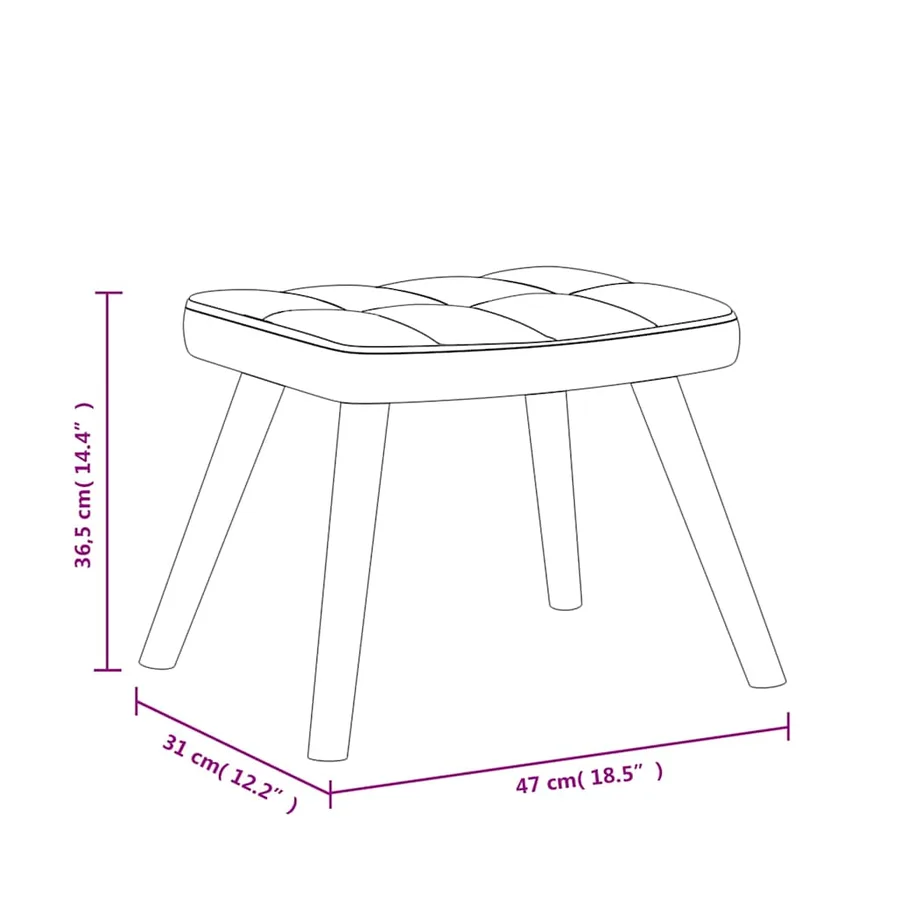 Chaise à bascule avec tabouret Gris clair Tissu - 12