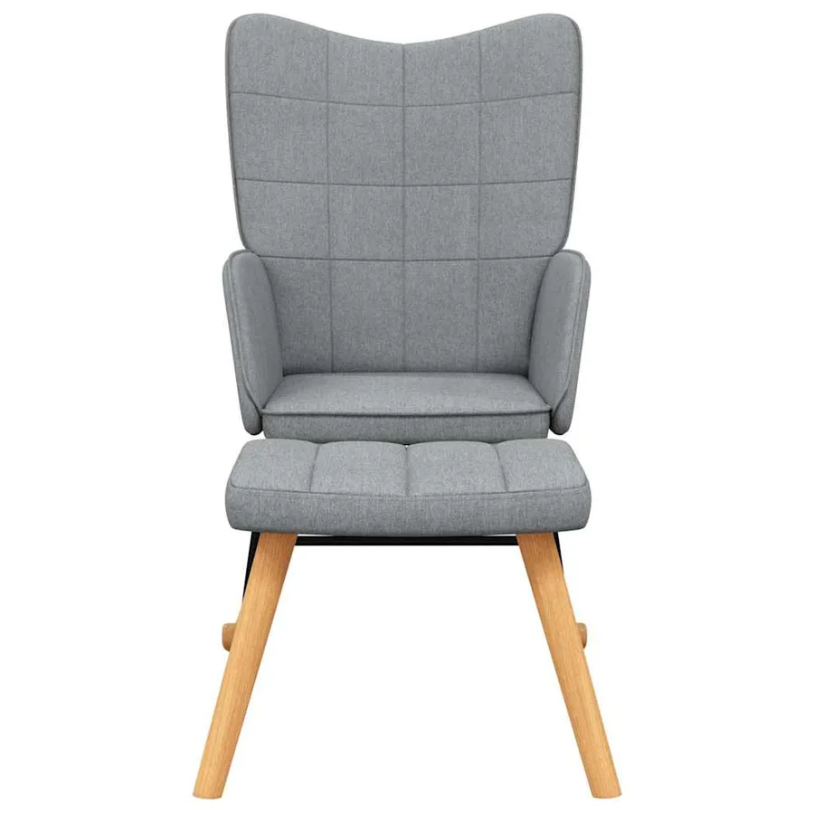 Chaise à bascule avec tabouret Gris clair Tissu - 3