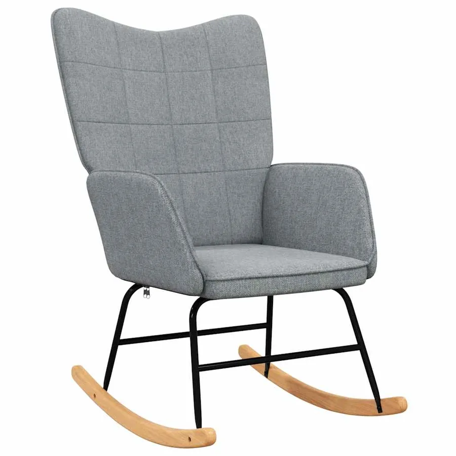 Chaise à bascule avec tabouret Gris clair Tissu - 4