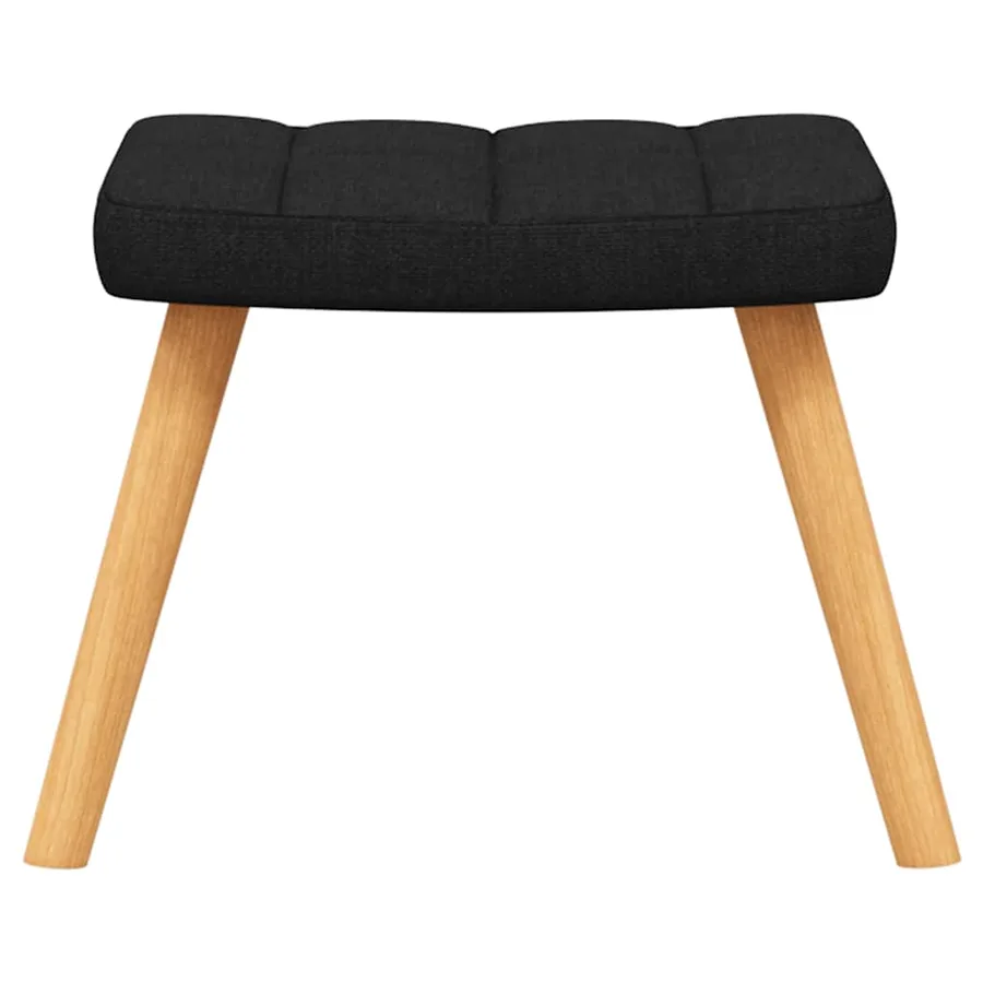 Chaise à bascule avec tabouret Noir Tissu - 9