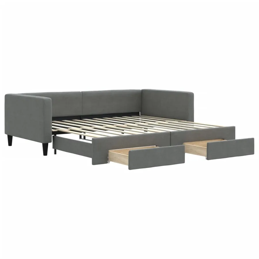 Lit de jour avec gigogne et tiroirs sans matelas 100x200 cm - 2