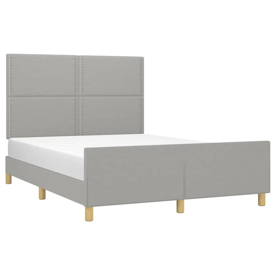 Cadre de lit sans matelas gris clair 140x190 cm tissu - 3