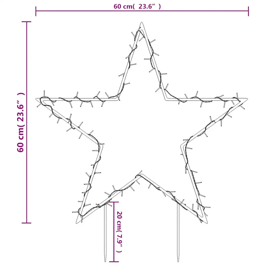 Décoration lumineuse étoile de Noël avec piquets 80 LED 60 cm - 10