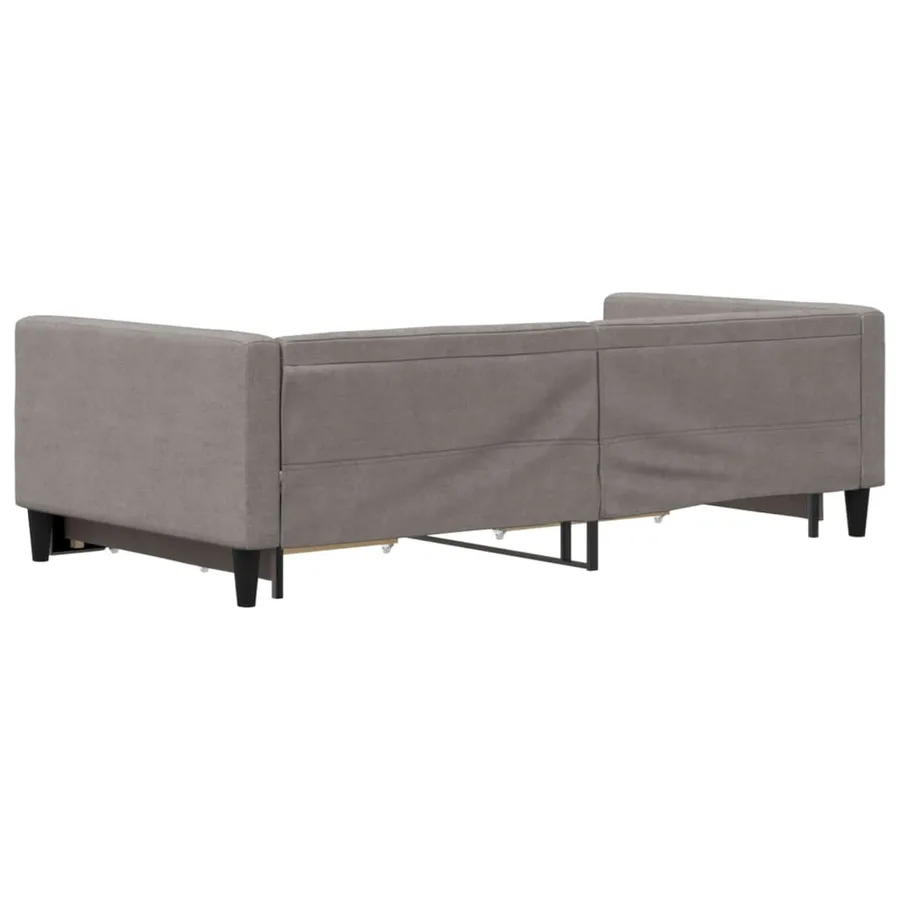 Lit de jour avec gigogne et tiroirs taupe 100x200 cm tissu - 5