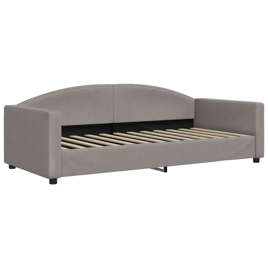 Lit de jour avec gigogne et tiroirs taupe 90x200 cm tissu - 4