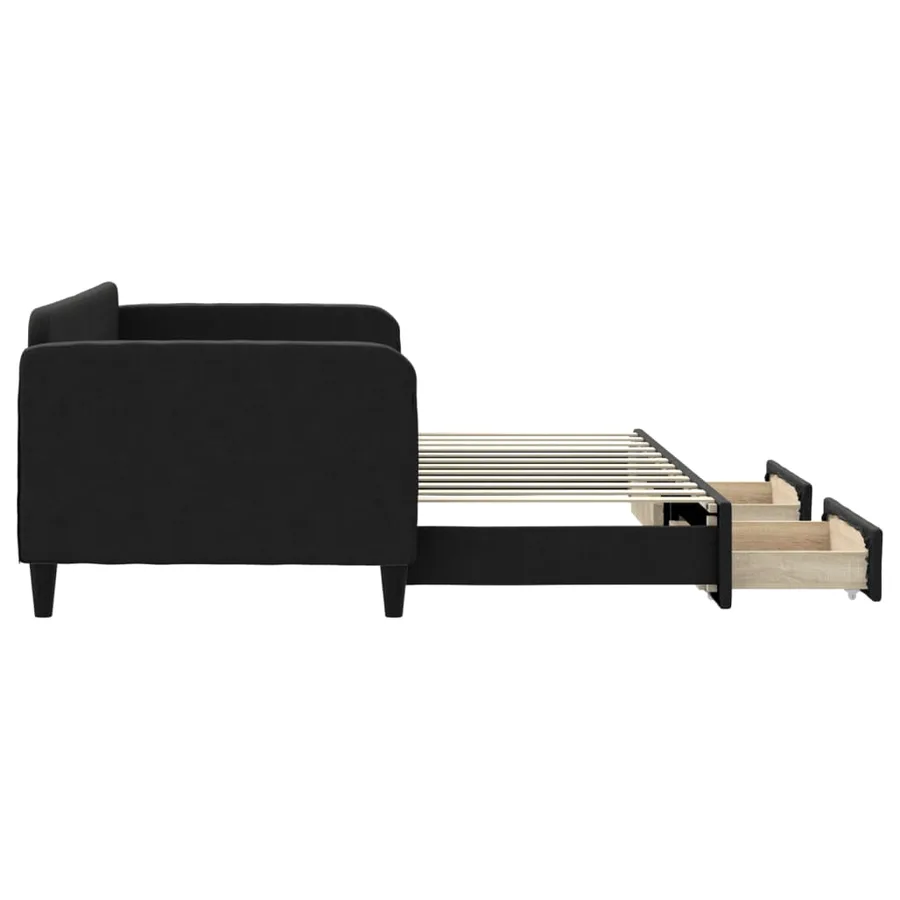 Lit de jour avec gigogne et tiroirs sans matelas noir 90x200 cm - 4