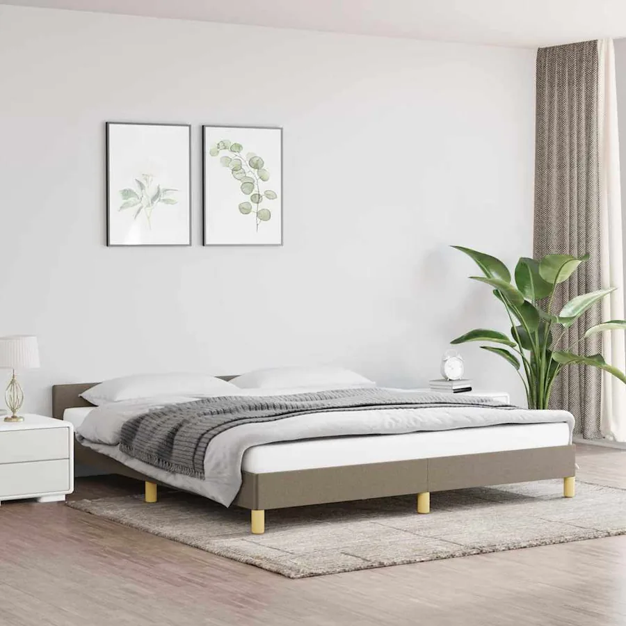 Cadre de lit sans matelas taupe 180x200 cm tissu