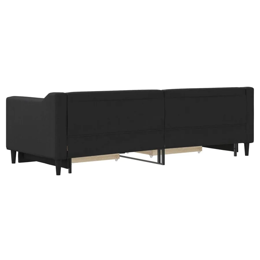 Lit de jour avec gigogne et tiroirs sans matelas noir 80x200 cm - 8