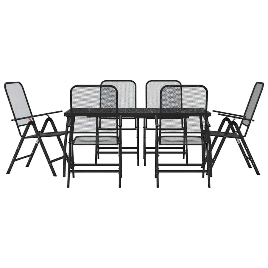 Ensemble à manger de jardin 7 pcs anthracite métal maille - 2
