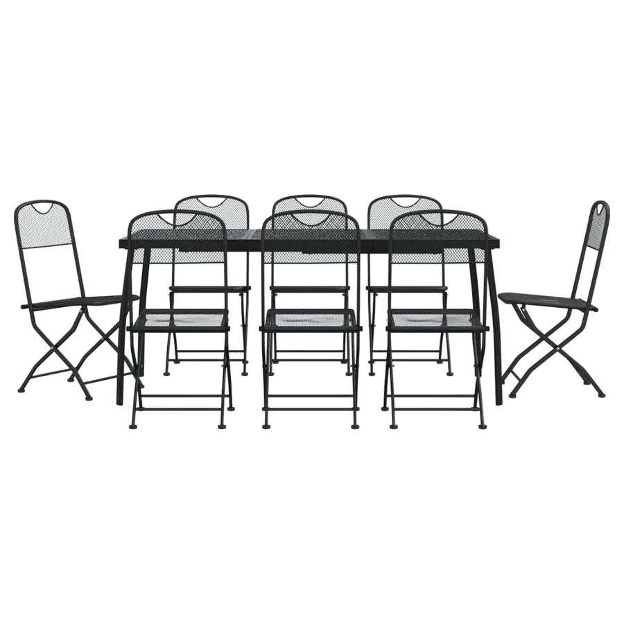 Ensemble à manger de jardin 9 pcs anthracite métal maille - 2