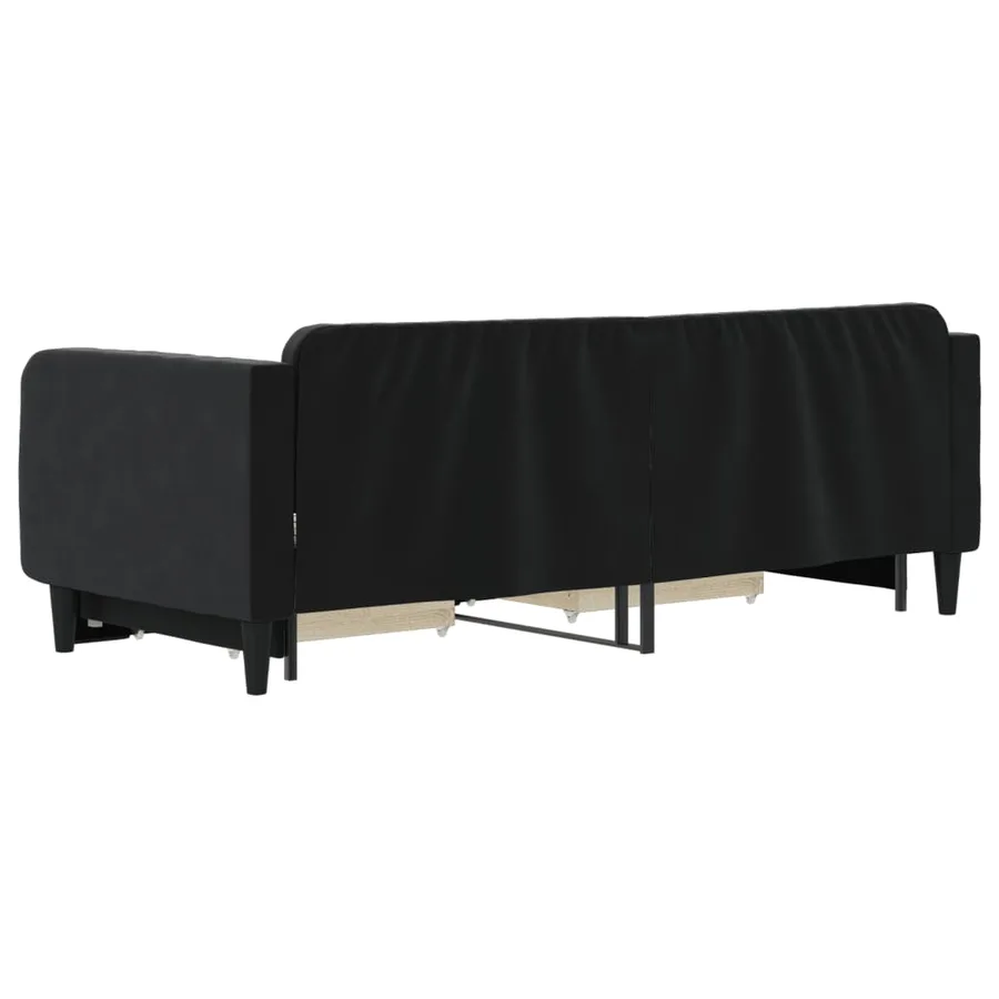 Lit de jour avec gigogne et tiroirs sans matelas noir 90x200 cm - 5