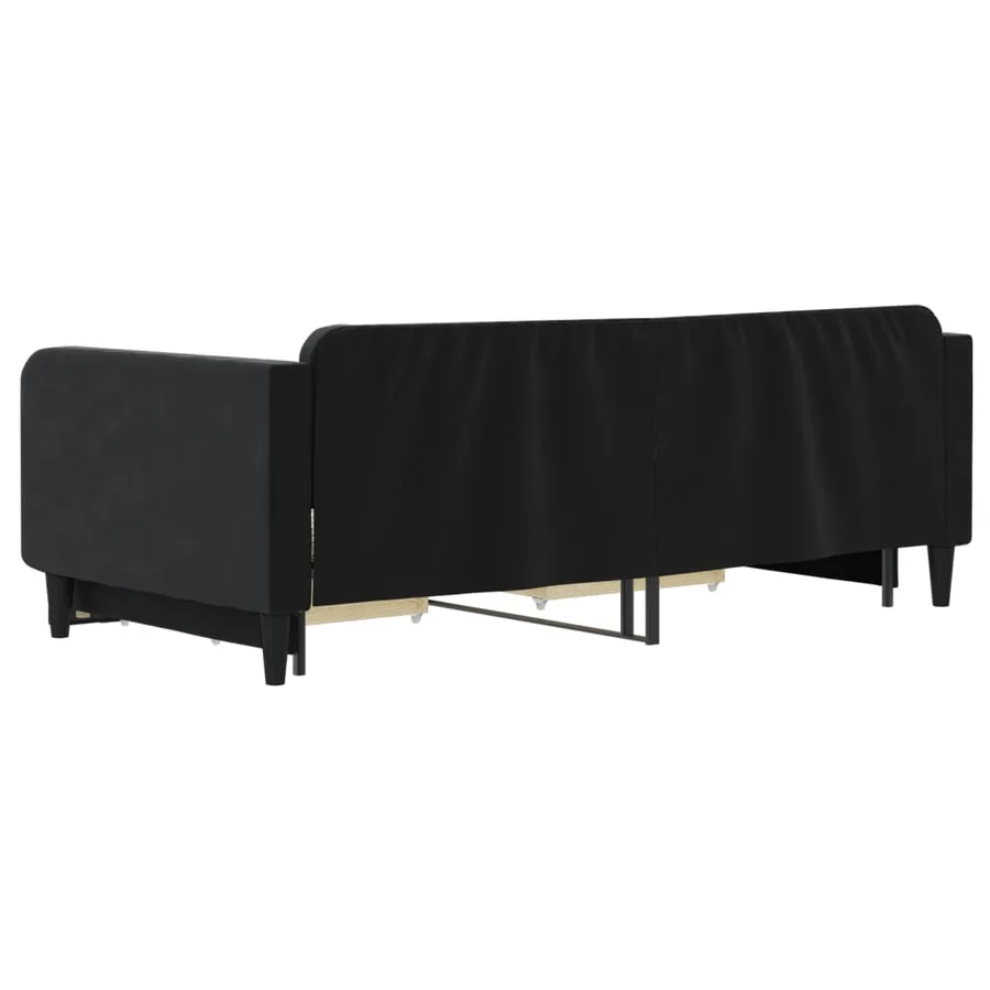 Lit de jour avec gigogne et tiroirs sans matelas noir 100x200cm - 5
