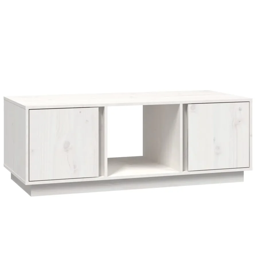 Table basse Blanc 110x50x40 cm Bois massif de pin - 2