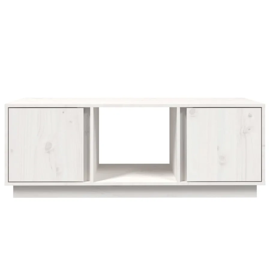 Table basse Blanc 110x50x40 cm Bois massif de pin - 5