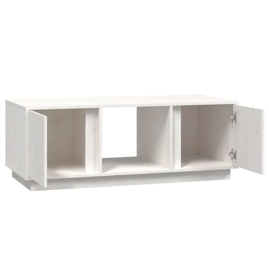Table basse Blanc 110x50x40 cm Bois massif de pin - 6