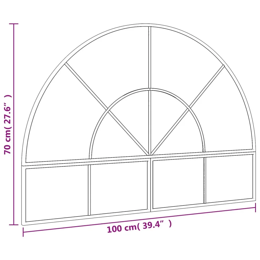 Miroir mural noir 100x70 cm arche fer - 7