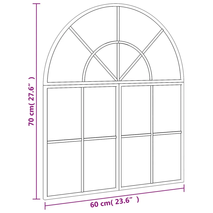 Miroir mural noir 60x70 cm arche fer - 7