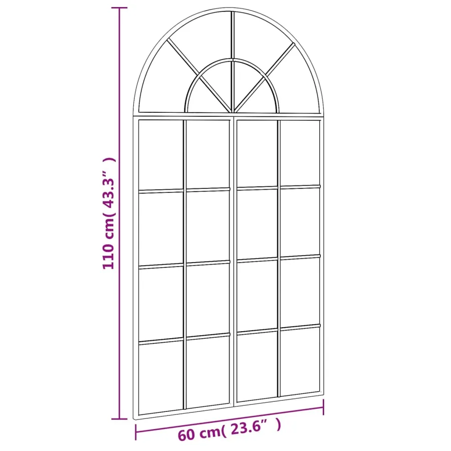 Miroir mural noir 60x110 cm arche fer - 7