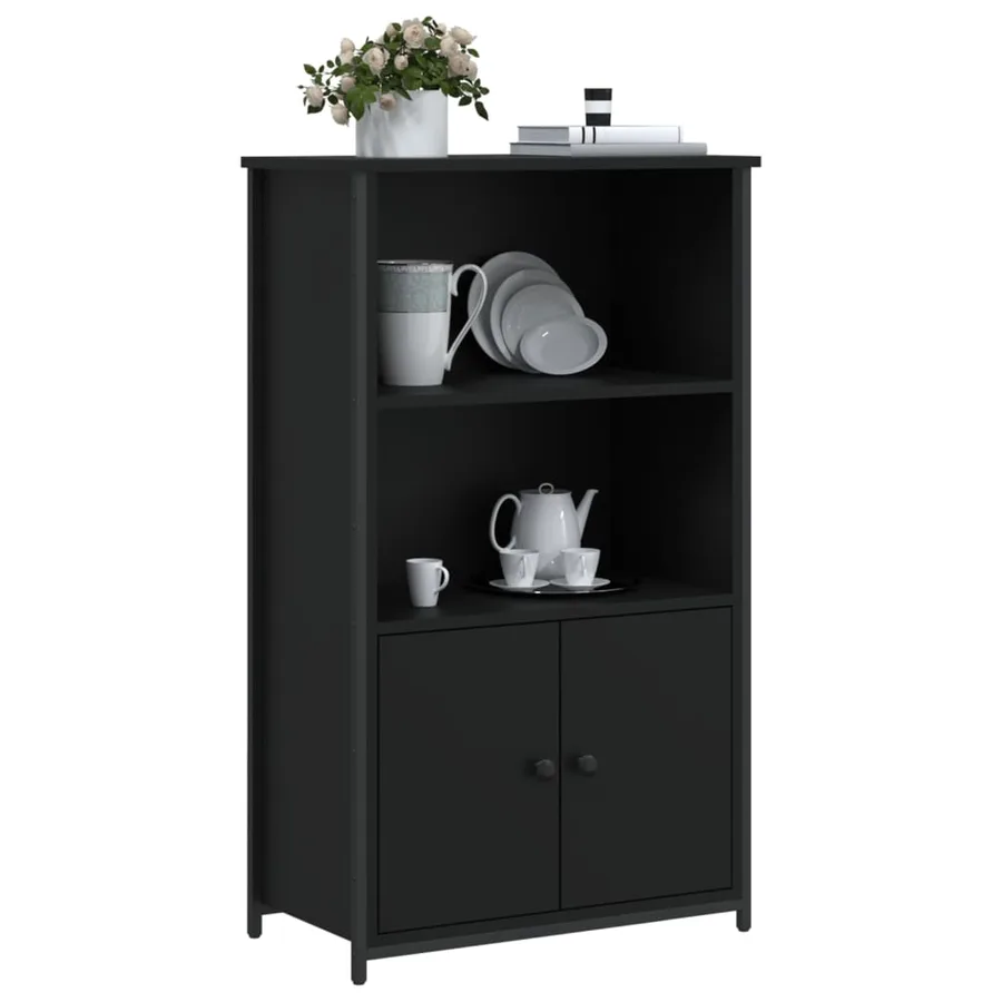 Buffet haut noir 62x32x103,5 cm bois d'ingénierie - 3