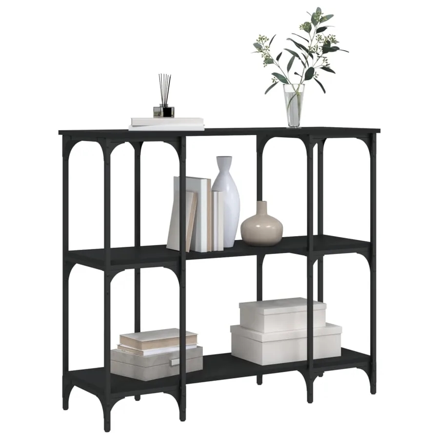 Table console noir 102x35x90 cm bois d'ingénierie - 3