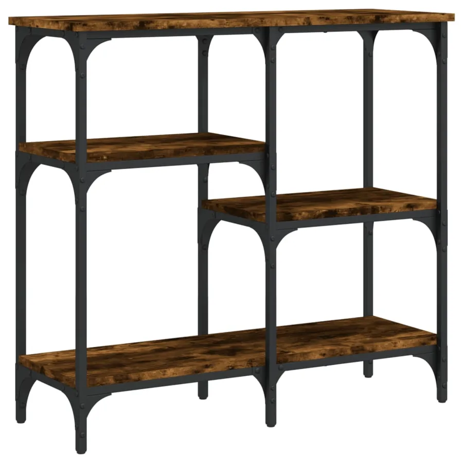 Table console chêne fumé 80x29x75 cm bois d'ingénierie - 2