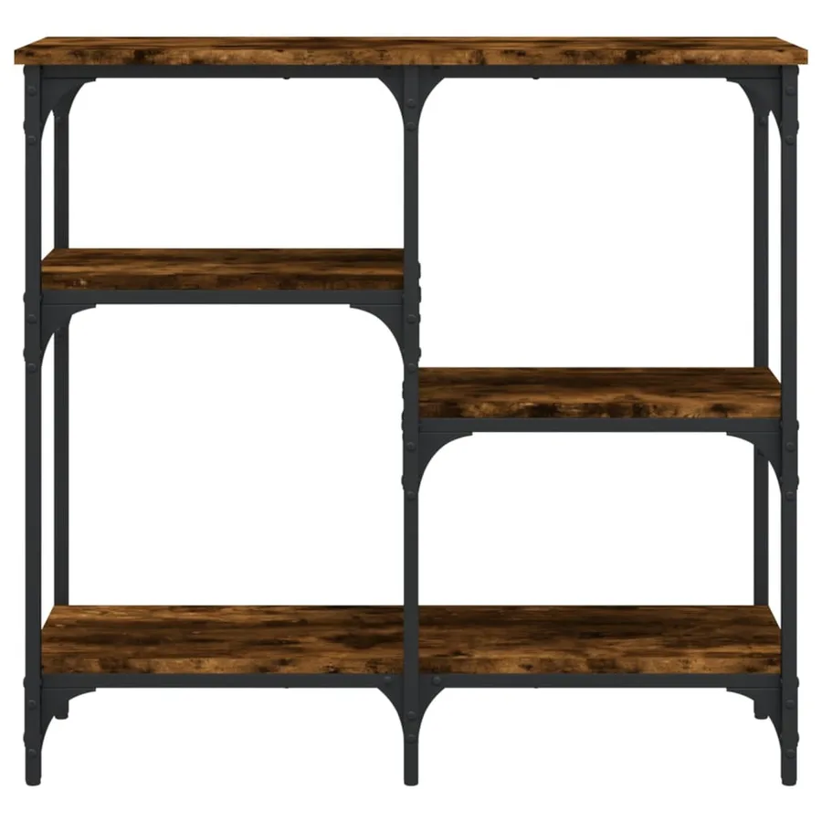 Table console chêne fumé 80x29x75 cm bois d'ingénierie - 3