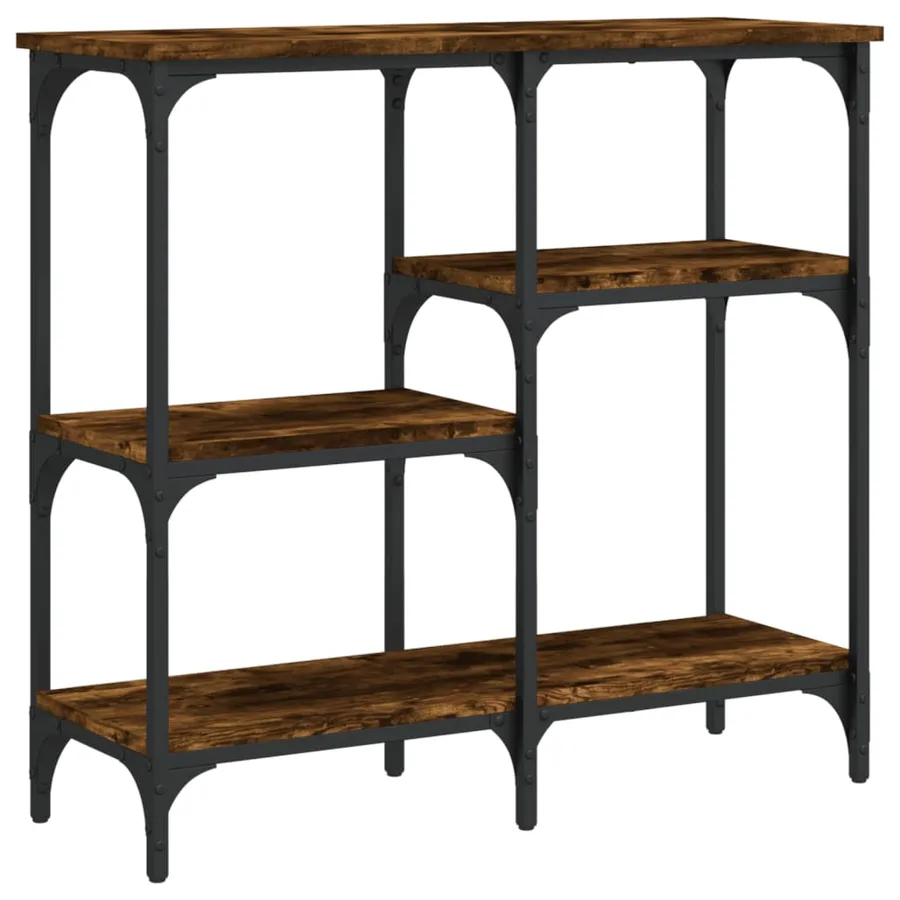 Table console chêne fumé 80x29x75 cm bois d'ingénierie - 4