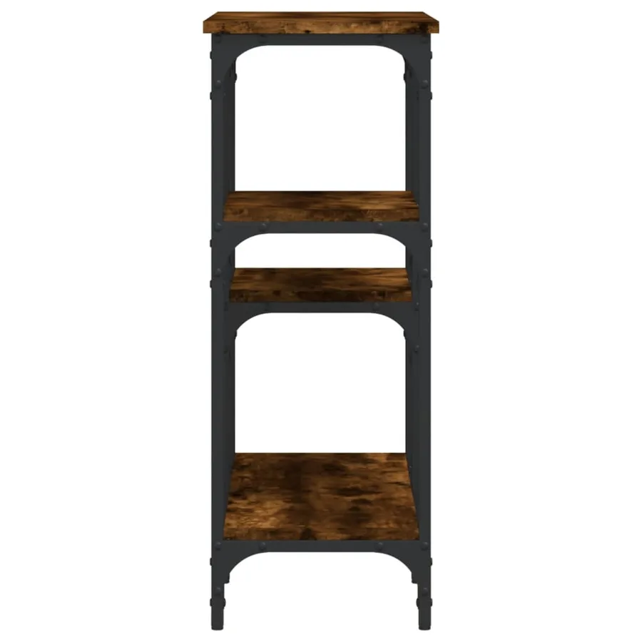 Table console chêne fumé 80x29x75 cm bois d'ingénierie - 5