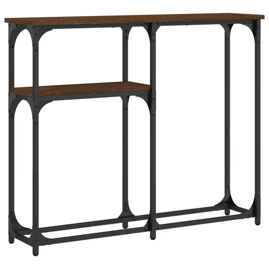 Table console chêne marron 90x22,5x75 cm bois d'ingénierie - 2