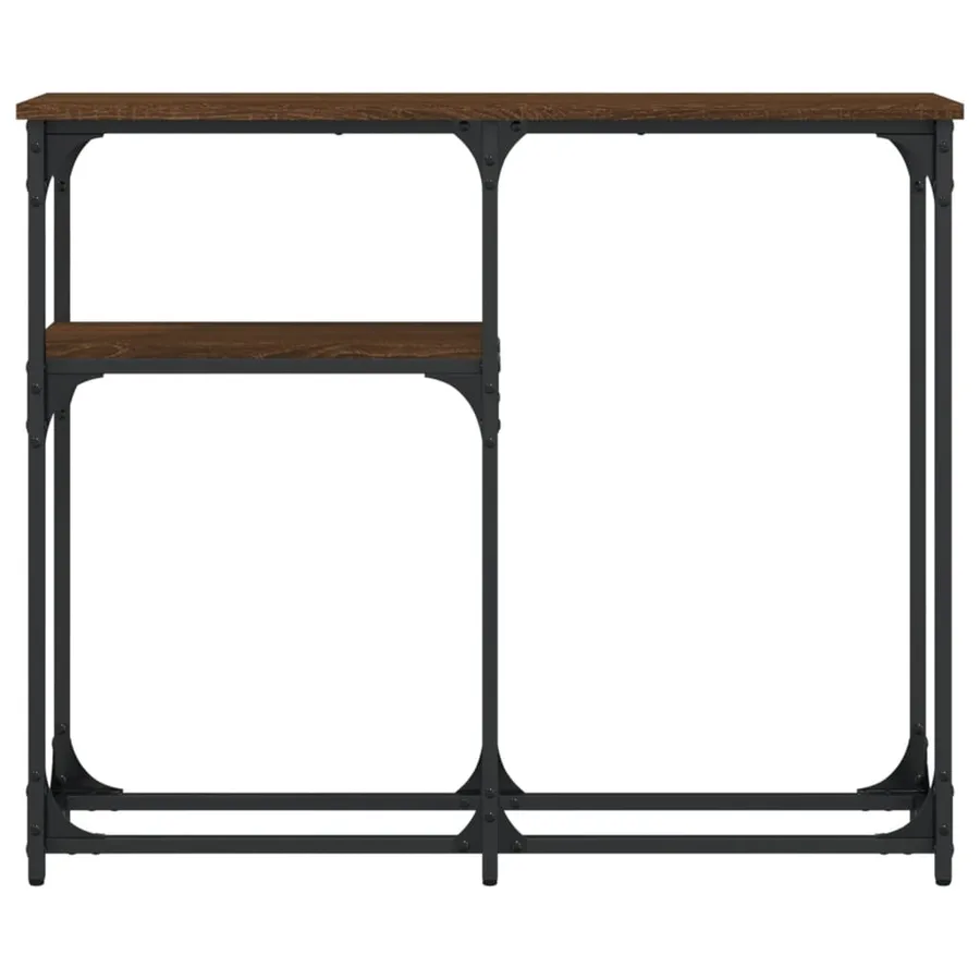 Table console chêne marron 90x22,5x75 cm bois d'ingénierie - 3