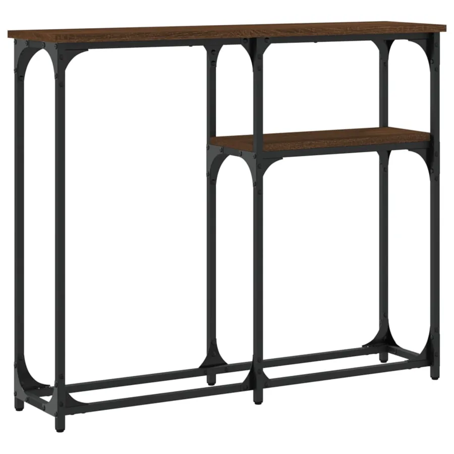 Table console chêne marron 90x22,5x75 cm bois d'ingénierie - 4