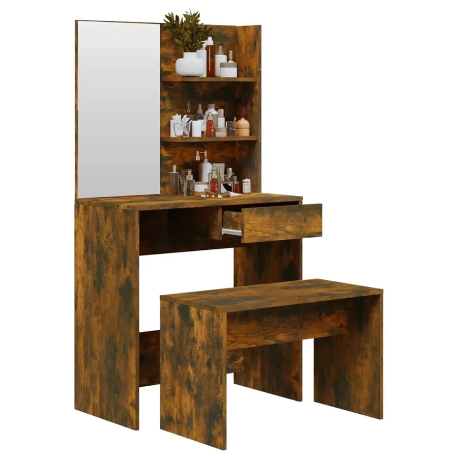 Ensemble de coiffeuse Chêne fumé 74,5x40x141 cm - 4