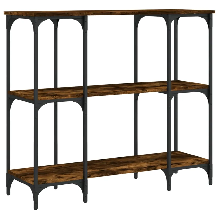 Table console chêne fumé 102x35x90 cm bois d'ingénierie - 2