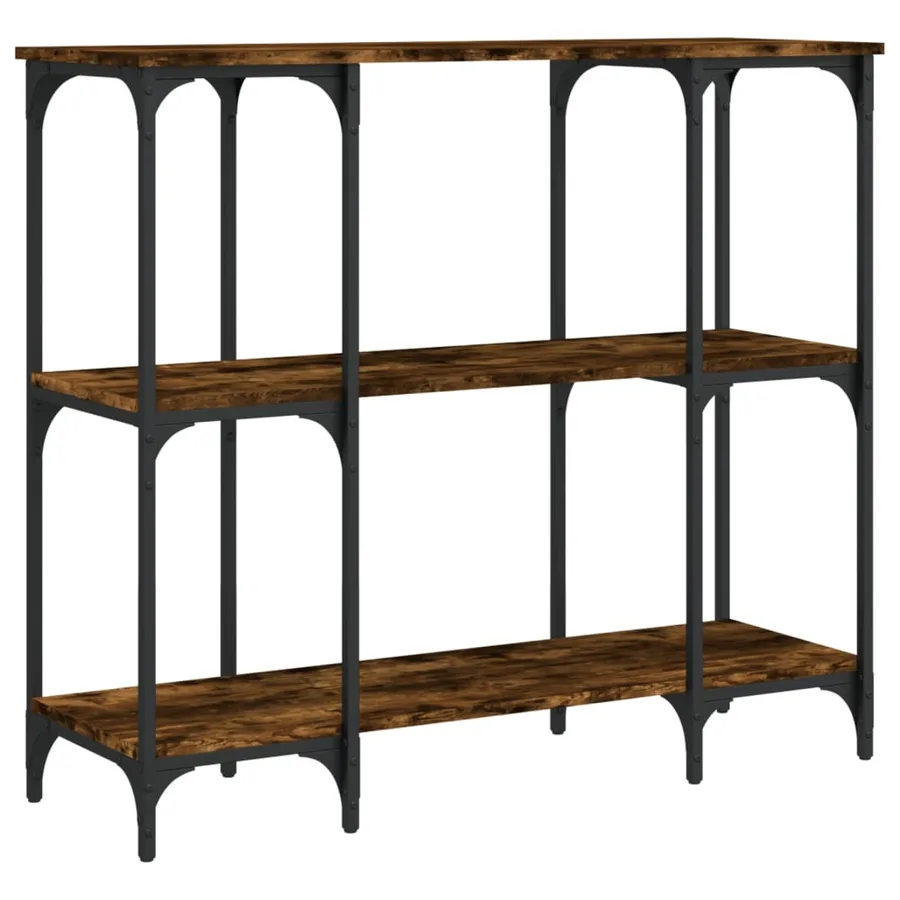 Table console chêne fumé 102x35x90 cm bois d'ingénierie - 6