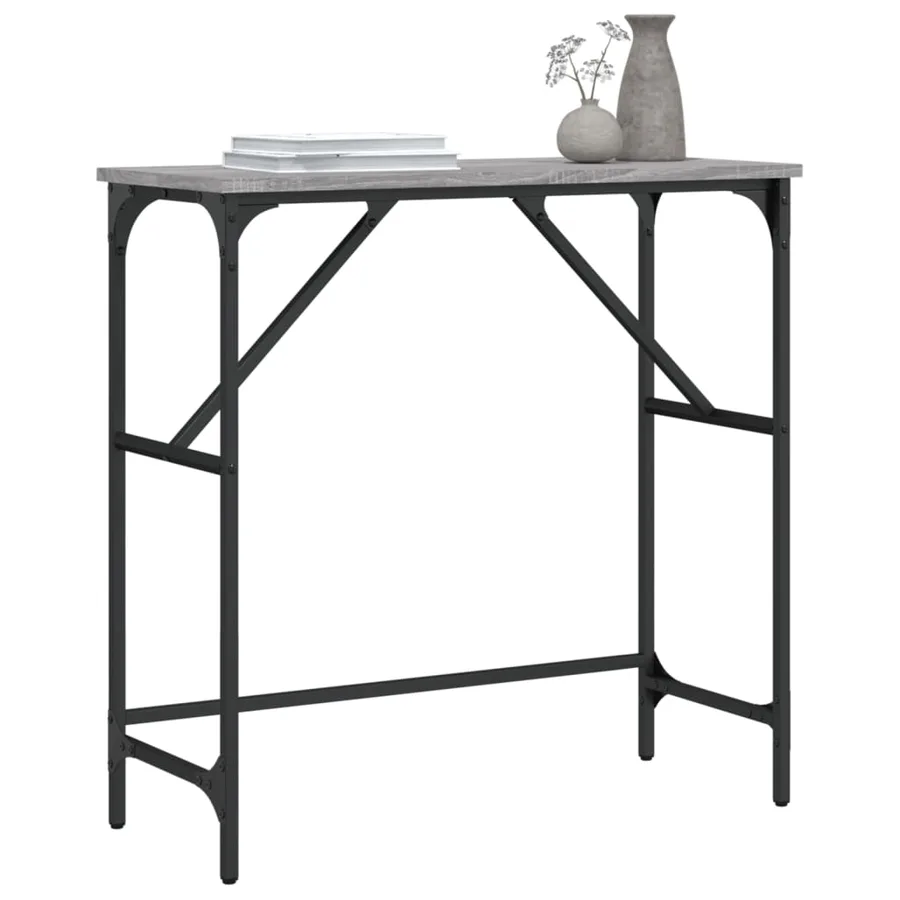 Table console sonoma gris 75x32x75 cm bois d'ingénierie - 3