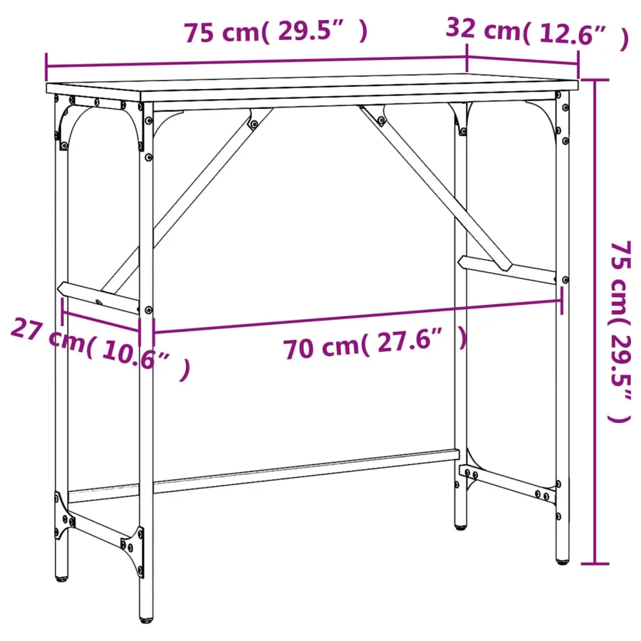 Table console sonoma gris 75x32x75 cm bois d'ingénierie - 9