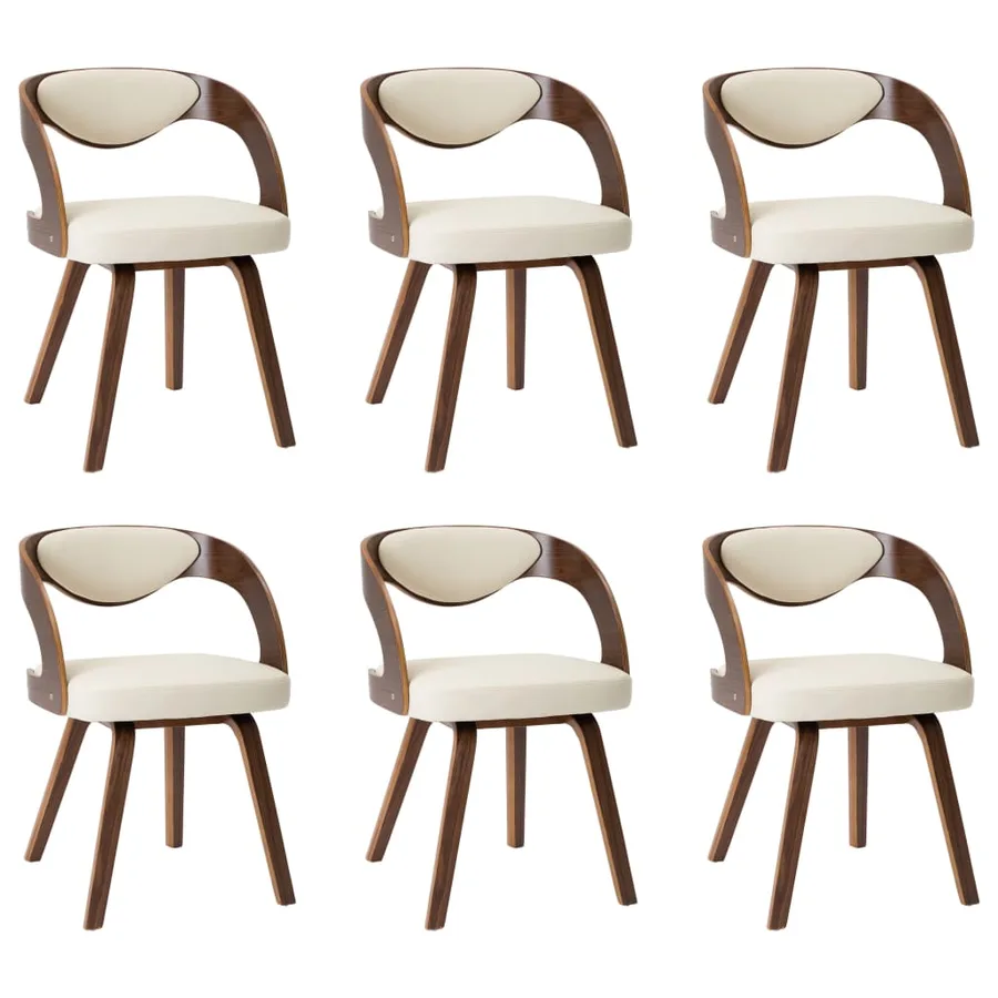 Chaises à manger lot de 6 crème bois courbé et similicuir - 2