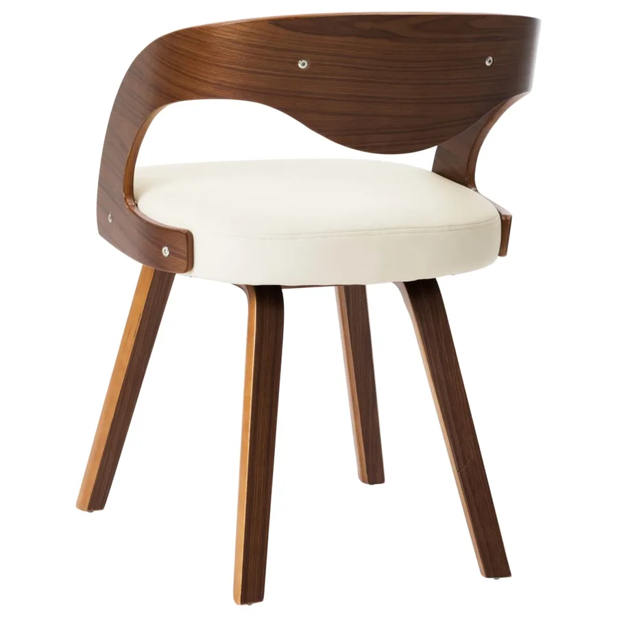 Chaises à manger lot de 6 crème bois courbé et similicuir - 5