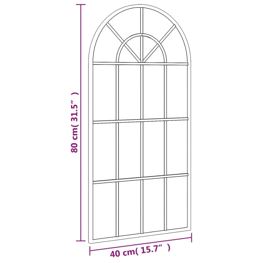 Miroir mural noir 40x80 cm arche fer - 7