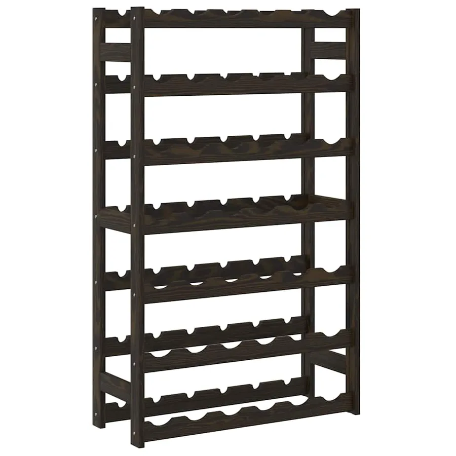 Casier à bouteilles pour 42 bouteilles noir bois pin solide - 5