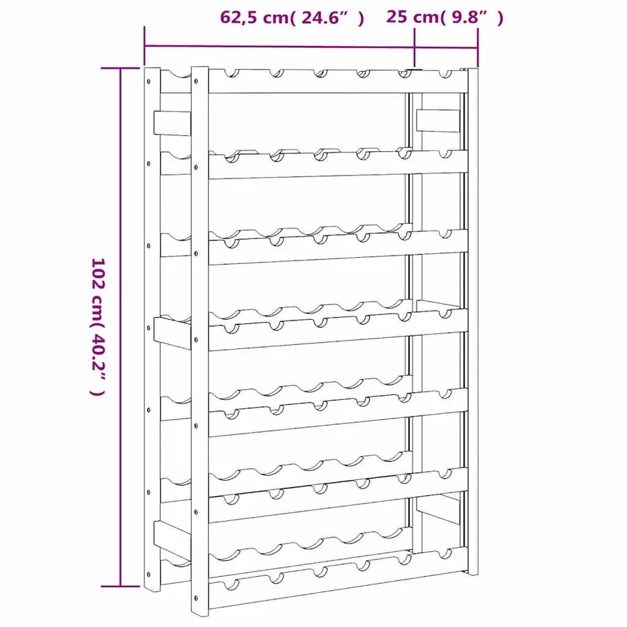 Casier à bouteilles pour 42 bouteilles noir bois pin solide - 7