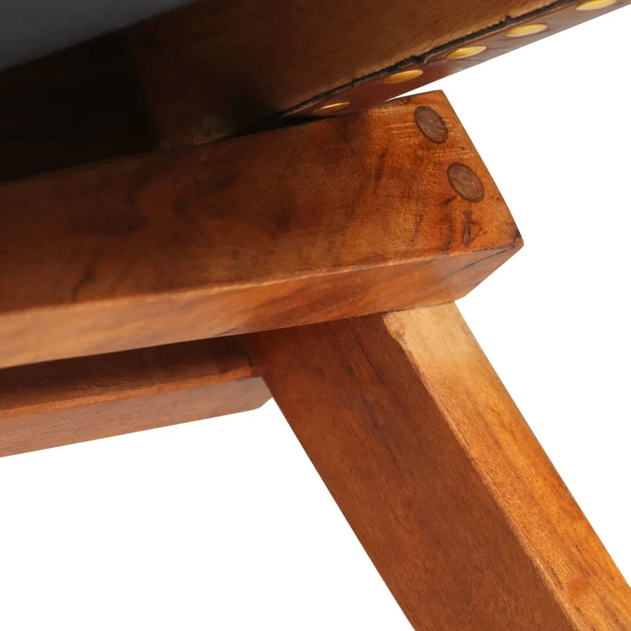 Chaise de relaxation pliable Marron Cuir véritable - 10