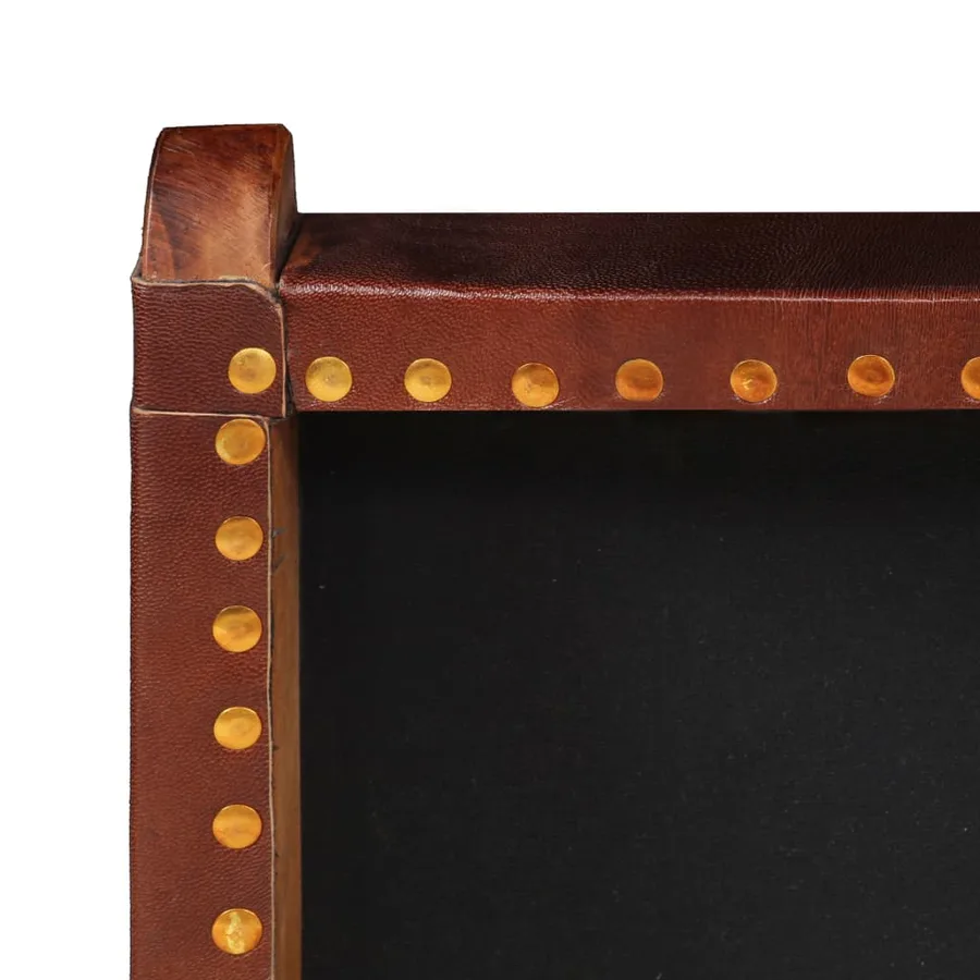 Chaise de relaxation pliable Marron Cuir véritable - 8
