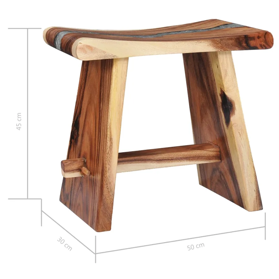 Tabouret Bois de Suar solide et polyrésine - 8