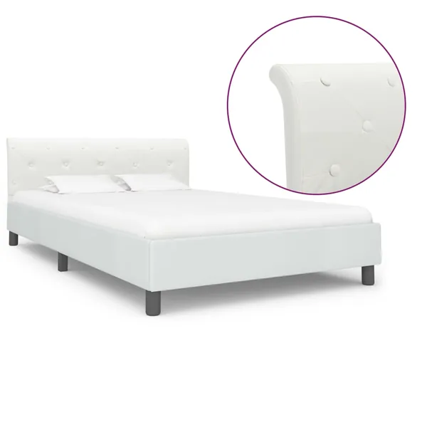 Cadre de lit sans matelas blanc similicuir 120x200 cm