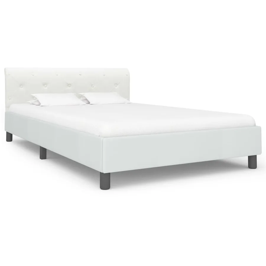Cadre de lit sans matelas blanc similicuir 120x200 cm - 2
